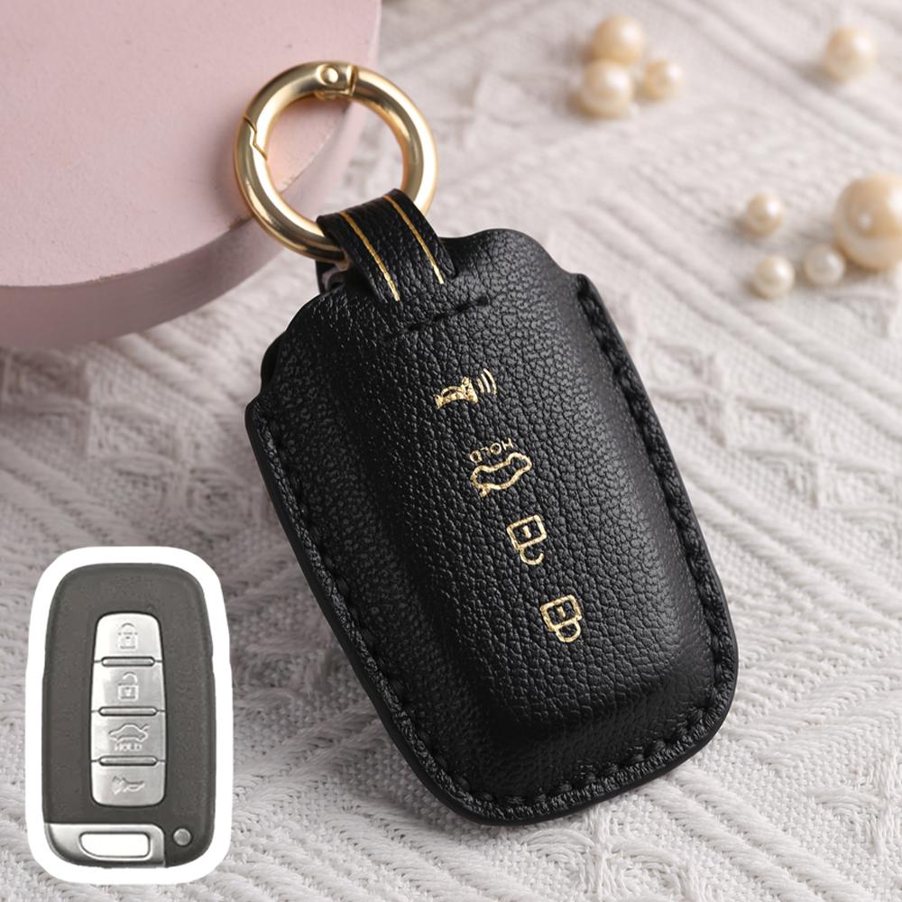 Leather Car Key Case Cover For Hyundai Ix35 Elantra Sonata Santa Fe For Kia Sportage K2 Sorento Optima Forte Genesis Coupe 2008