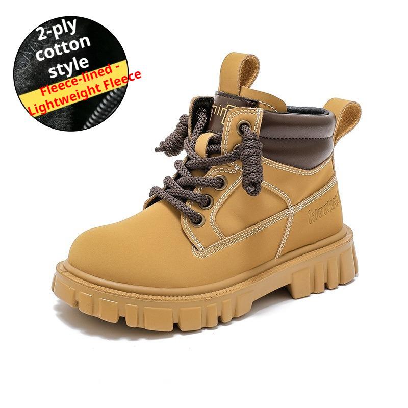Children's Fashion Yellow Boots Boys Catwalk Short Boots Warm Cotton Boots