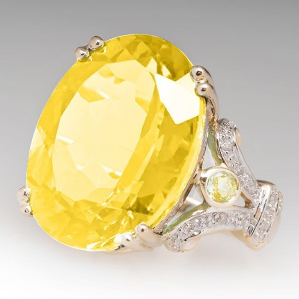 Elegant 18k Gold Plated Oval Engagement Ring for Women Fashion Wedding Proposal Jewelry