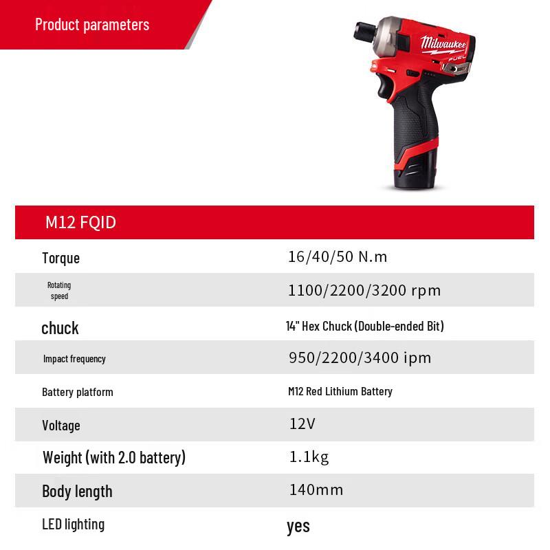 Milwaukee M12 FQID Hydraulic Impact Driver CN Plug (adapter Included)