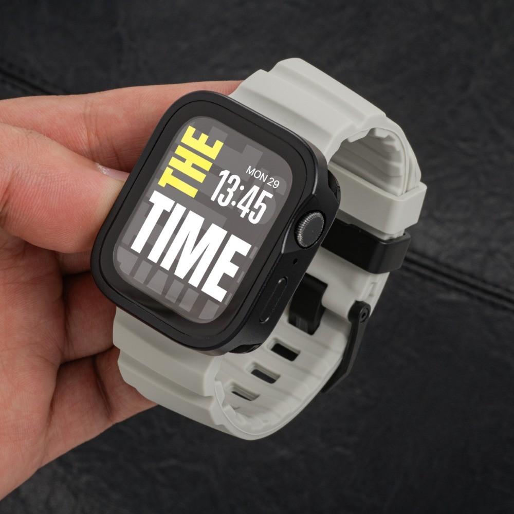 Silicone Strap + Aluminum Alloy Case For Apple Watch Ultra 3 49mm S11 S10 46mm For Apple Watch 9 8 7 45mm 6 5 4 SE3 44MM