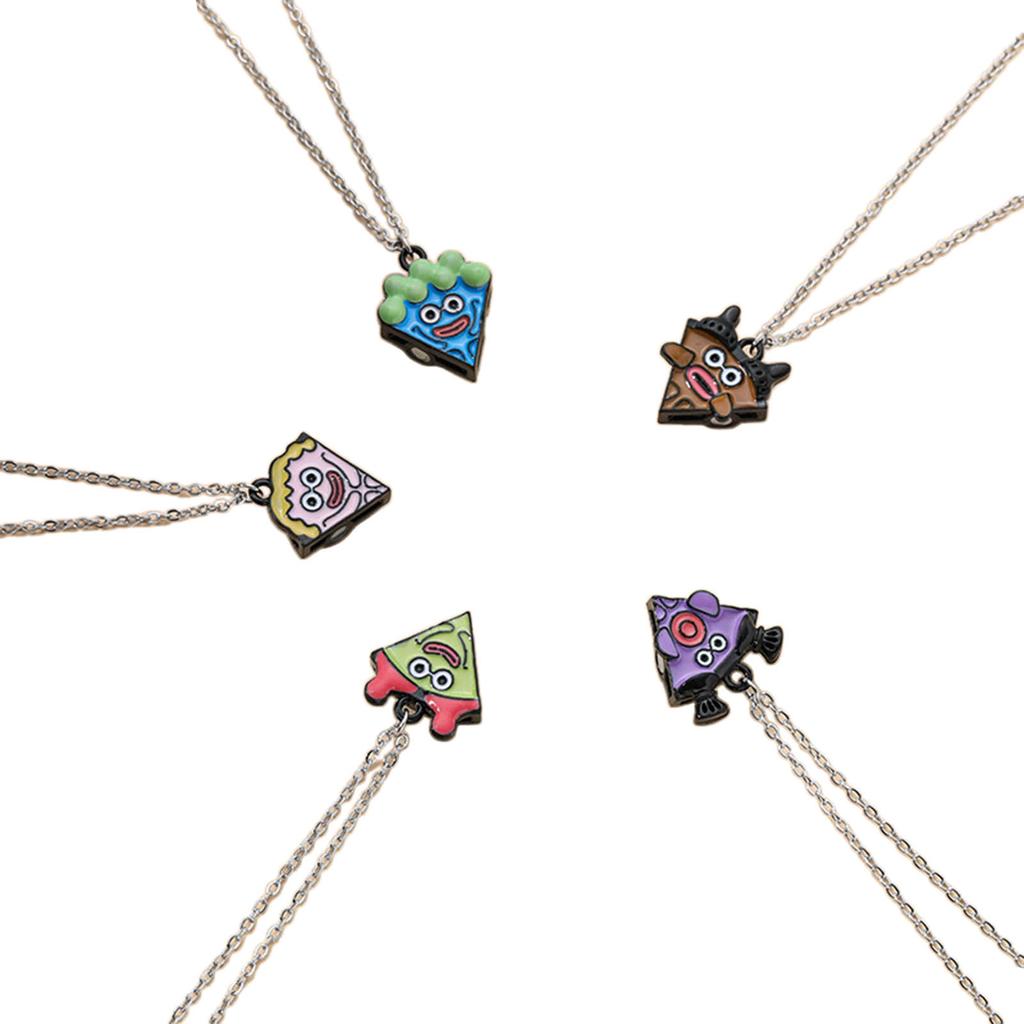 5 Pieces Cartoon Pizza Charm Necklace Pizza Friendship Necklaces Engraved Pizza Pendant Necklaces for Women Girls