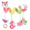 Baby Car Seat Toys 3-6 Months Stroller Toys Infant Fox Spiral Hanging Plush with Music Box BB Squeaker and Rattles Activity Gift
