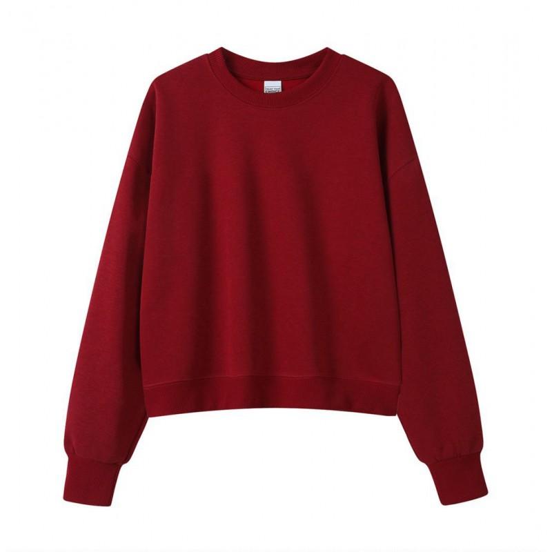 Korean Style Womens Short Hooded Zip-Up Cotton Blend Sweatshirt Loose Fit Winter Casual Top