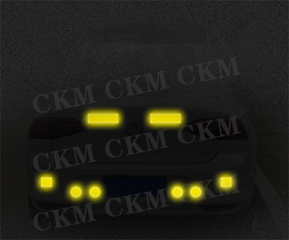 10Pcs Car Bumper Safety Warning Reflective Stickers Secure Reflector Stickers Reflective Warning Strip Tape Decals 30*80mm