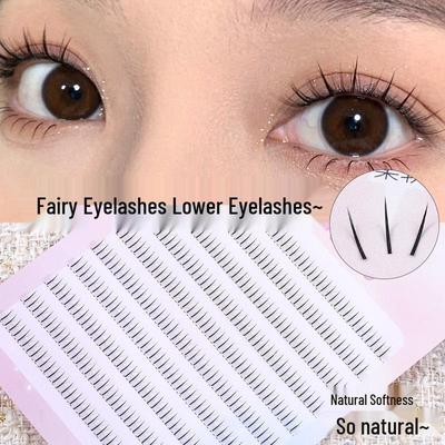 Fairy Lower Eyelash Extensions: Natural Nude False Single Clusters, Mixed Pack.