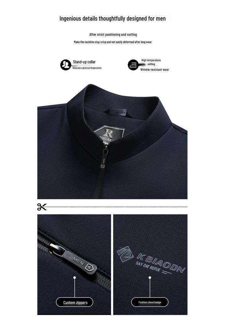 Men's Stand Collar Jacket - Spring/Autumn 2026 Business Casual for Middle-aged & Elderly