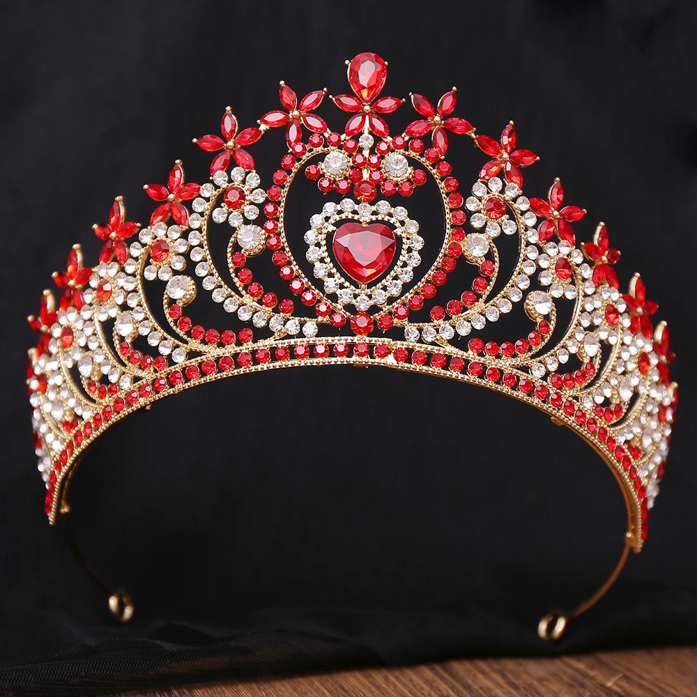 DIEZI Luxury Elegant AB Heart Crystal Tiara Crown For Women Girls Wedding Party Rhinestone Crown Hair Dress Jewelry