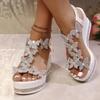 Mode Damen High Heels Keilsandalen Luxus Strass Offene Zehen Sandalen Damen Plateau Modische Schmetterlingsdekoration Sommerschuhe