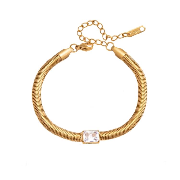 

Versatile Snake Chain Bracelet With Shining Zircon Stones Lightweight Comfortable Fit 22Cm Total Length