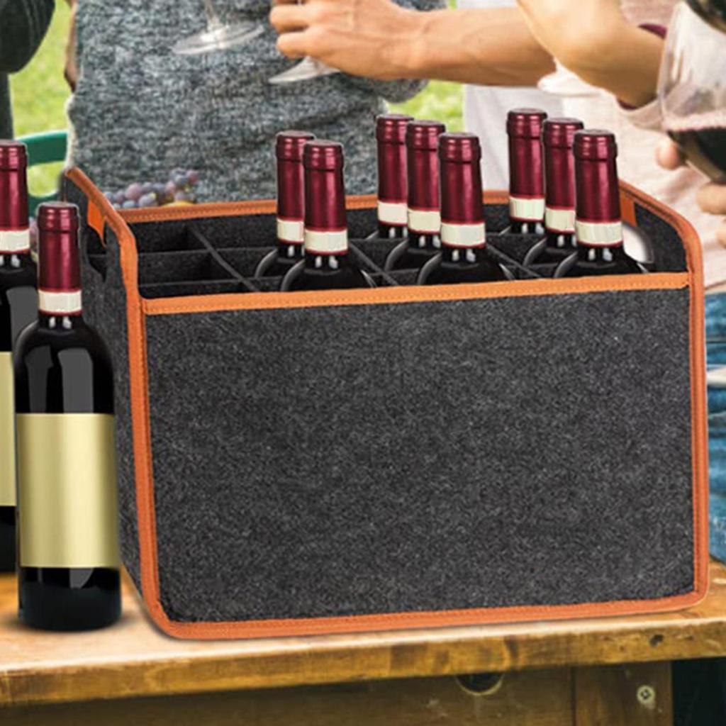 12 Bottles Felt Wine Carrier Tote Reusable Wine Carrier Tote Waterproof Sturdy Wine Bags For Travel Camping And Picnic