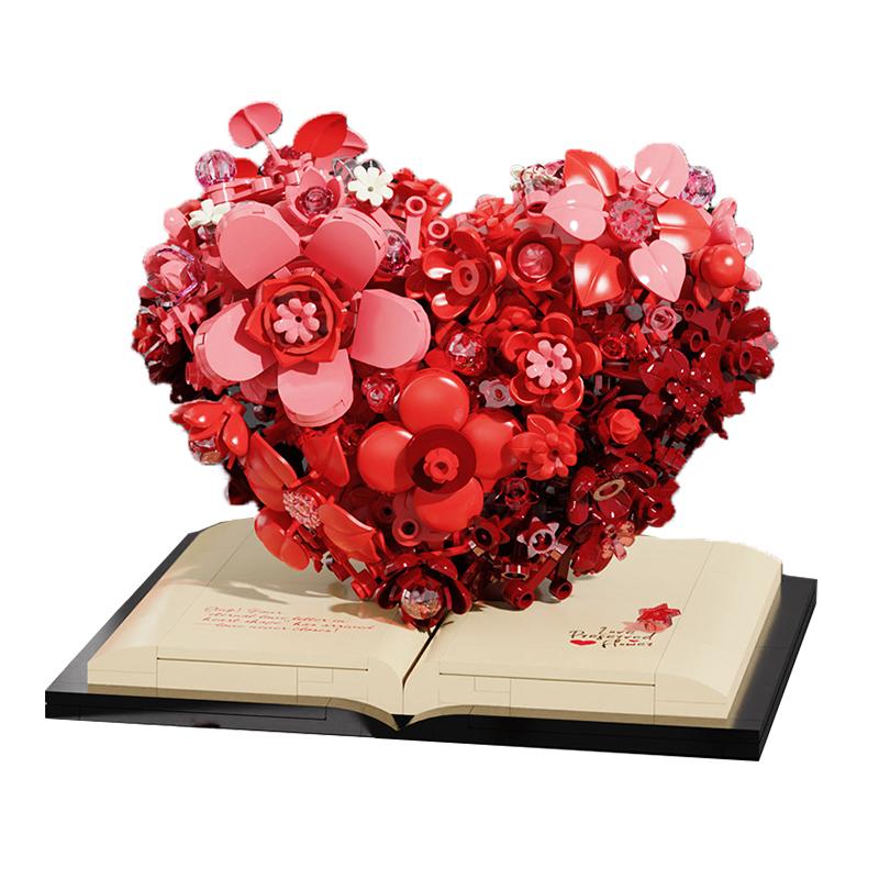 

Romantic Love Flower Construction Blocks Heartbeat Series Valentine S Day Present Household Decoration Ornaments Puzzle Assembly Building Blocks