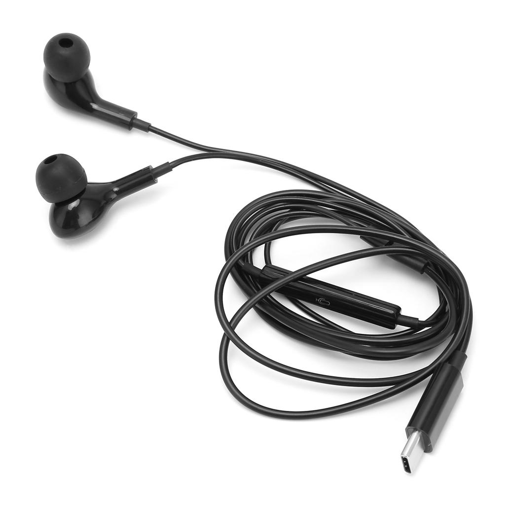 Wired Earphones Type C Digital Chip Noise Canceling Mobile Phone Earbubs with Volume ControlBlack
