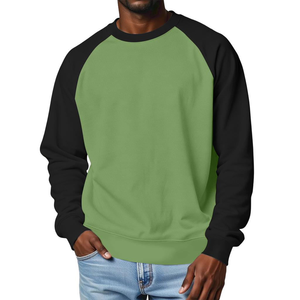 Men's Round Neck Fleece-Lined Thick Solid Color Sweatshirt