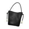 2025 New medieval fashion versatile leather square shoulder underarm crossbody tote bag woven bag hand bucket bag