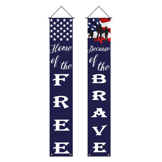 4th of July Patriotic Door Banners Outdoor Patriotic American Flag Hanging Porch