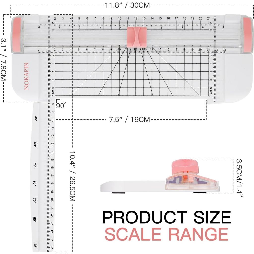 Portable Paper Cutter 12 Inch Paper Slicer Scrapbooking Tool with Security Safeguard and Side Ruler for Craft Paper A4 A5 Paper
