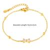Cute Small Beads Chain Link Bracelet Female Gold Color Stainless Steel CZ Bow Bowknot Charm Bracelets for Women Jewelry Gift