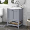 Bathroom Furniture Single Vanity with Base Cabinet 60cm with Ceramic Washbasin, Light Gray