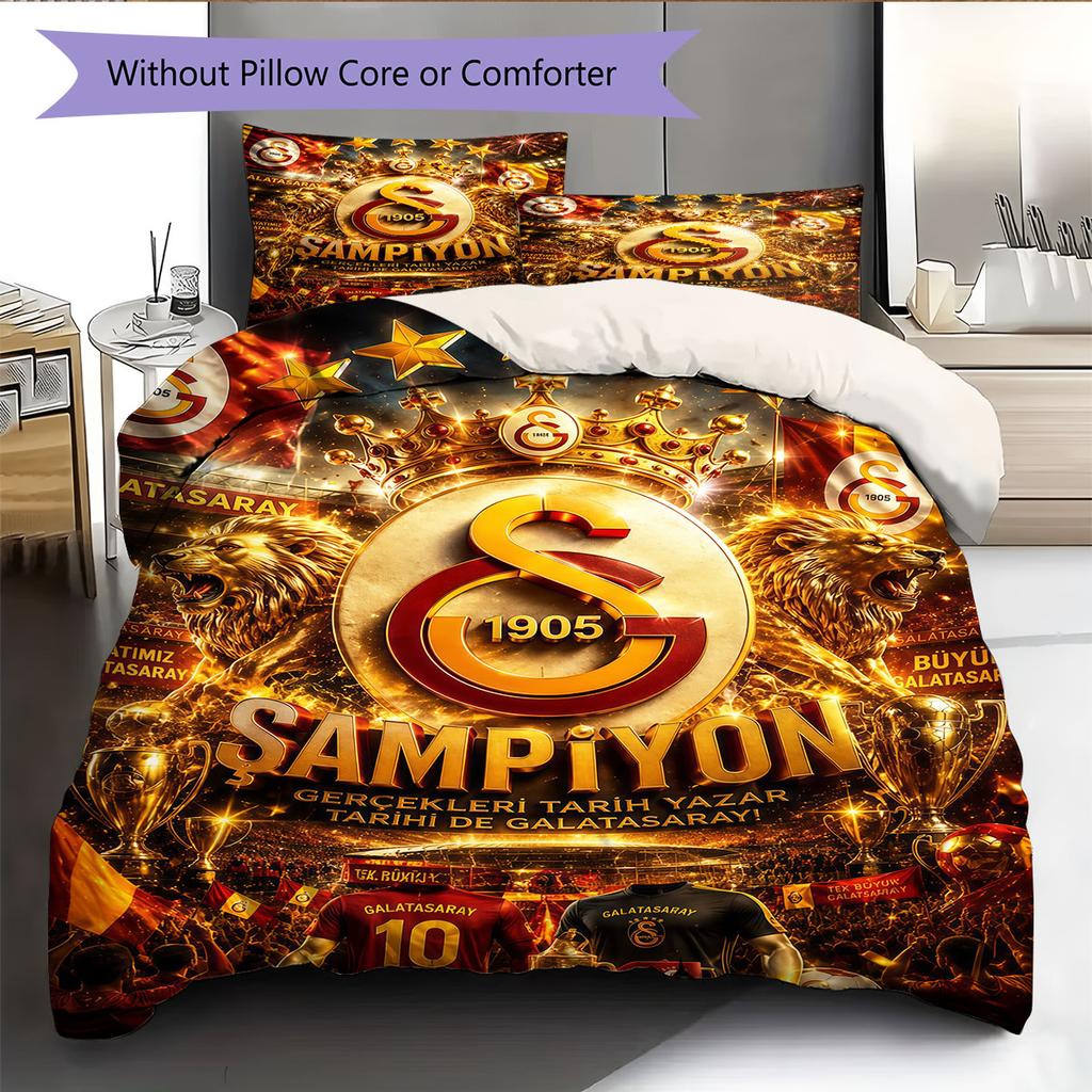 Galatasaray Passion Bedding Quilt Set Quilt Cover Pillowcase Home Decoration Birthday Gift (1 * duvet cover + 2 * pillowcase, without core)