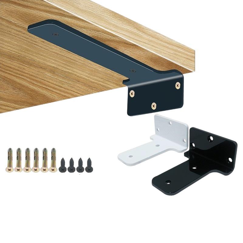 1 Ensemble Supports d'Étagère Robustes en Forme de L pour Cloison Support Métallique Industriel Support Mural Étagère Fixe Avec Vis