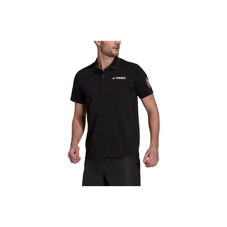 adidas Badge Polo Outdoor Sports Short Sleeve Polo Shirt Black Men s GR9968 L