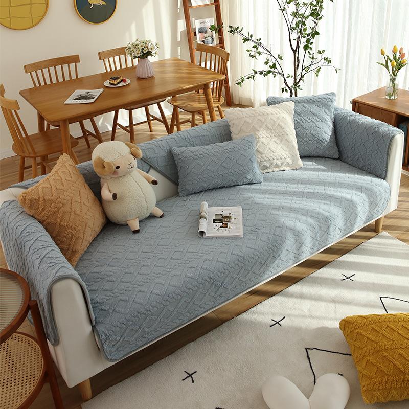Winter Plush Sofa Cushion Simple Winter Thickened Cushion Leather New Non-Slip Sofa Cover All-Inclusive Cover Towel