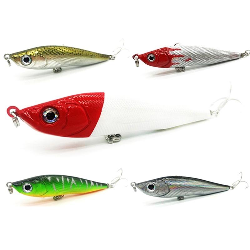 8PCS Topwater Fishing Minnow Fish Bass lure hook baits 11cm//10g