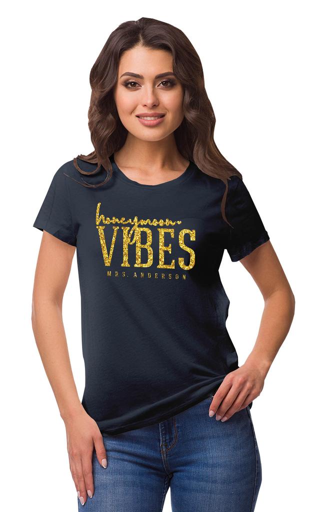 Inkdotpot Personalized Womens Tshirt Top Honeymoon Vibes Mrs Wedding  Announcement