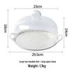 Ceramic Cake Stand with High Foot, Glass Cover & Dessert Plate
