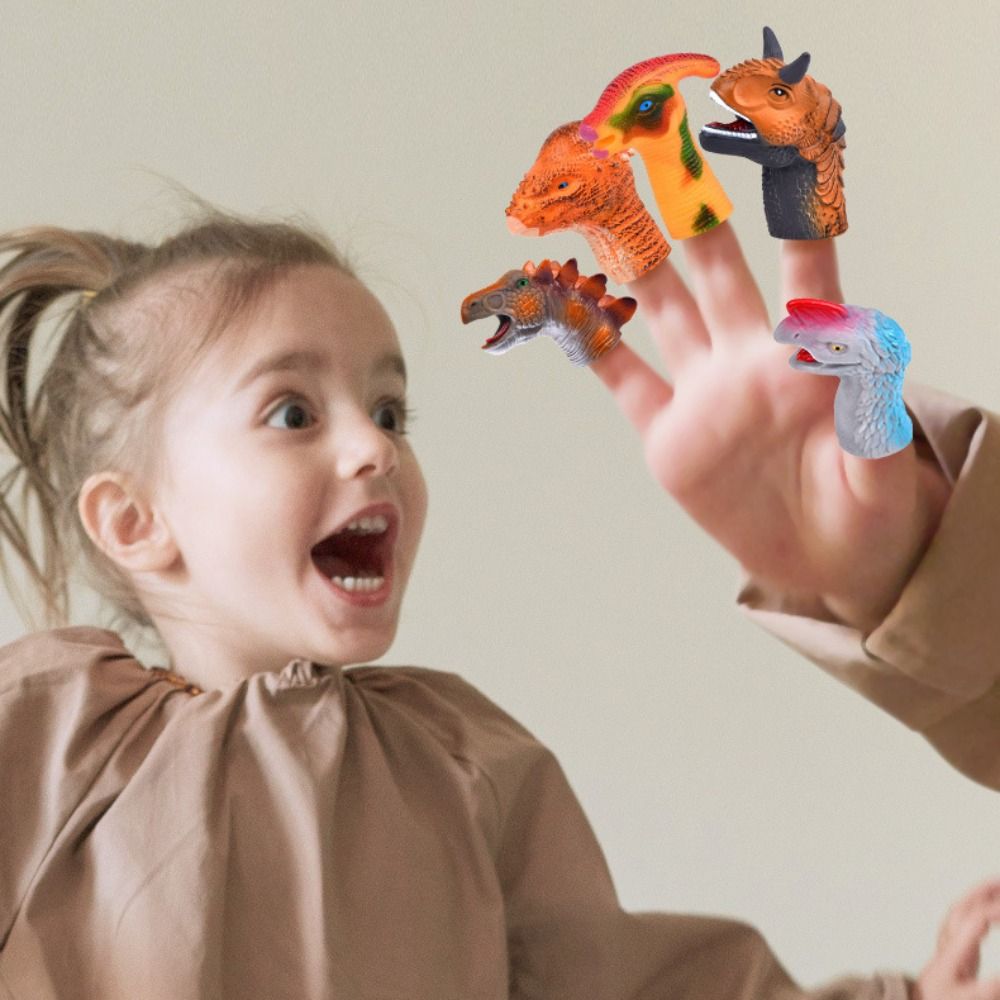 Safety Mini Animal Hand Puppet Colorful Dinosaur Finger Puppet Doll Finger Puppet Toy Set  Gifts