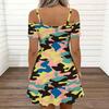 Women Adjustable Sling Dress Plus Size Peony Printed Flowy Summer Vacation Gown