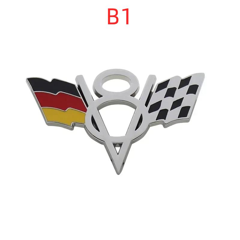Chrome American Flag V8 V 8 Italy UK Germany US National Flag for Fender Trunk Rear Bonnet Nameplate Decal Emblem Badge Sticker