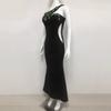 European and American New Bandage Women's Clothing Sexy Neck Luxury Diamond-encrusted Flower Temperament Slim Bandage Dress