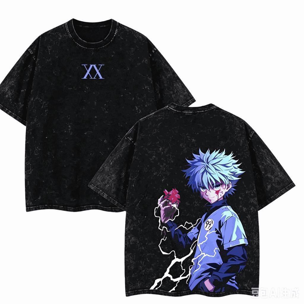 2026 Hot Sale Hunter X Hunter Washed T-shirt Anime Lover Harajuku New Model Oversized Vintage Loose Classic Unisex Streetwear Couples Classic