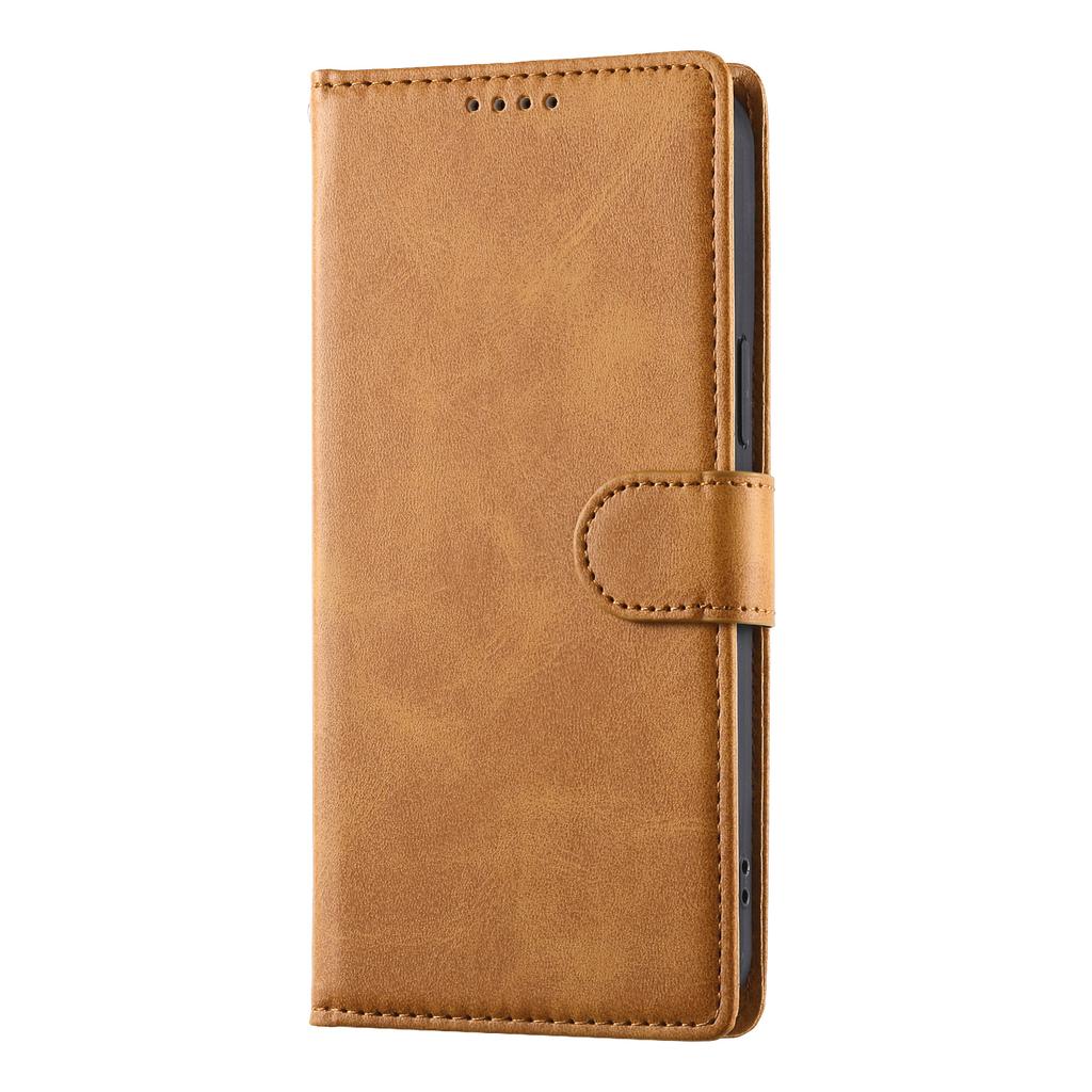For Xiaomi Redmi Note 14 4G (164.84mm) Case Stand Wallet Calf Texture PU Leather Flip Phone Cover with Wrist Strap