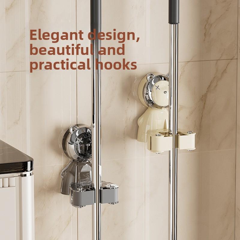 Suction Cup Mop Clamp, Household Wall-mounted No-hole Clip, Broom Hanging Rack, Movable Storage Rack, Bathroom Wall-mounted Rack