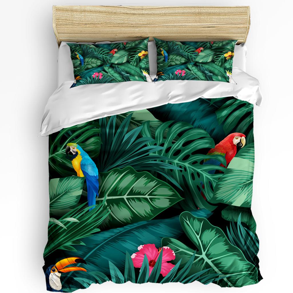 Tropical Banana Leaf Green Duvet Cover Set 3pcs Double Bed Quilt Cover Pillowcase Home Textile Bedding
