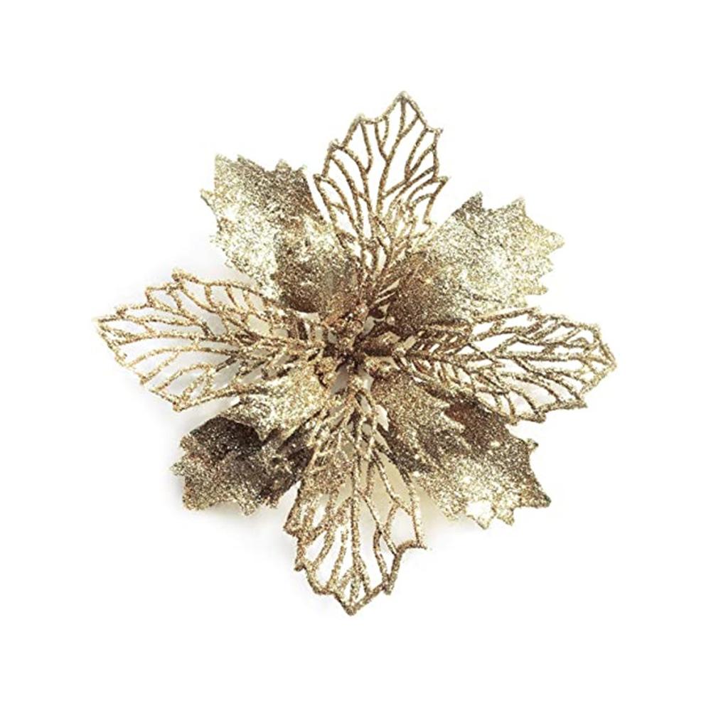 5/10 Stück Weihnachtsdekoration Künstliche Blumen 11CM Weihnachtsbaum Anhänger Ornamente für Heimdeko Navidad Neujahr 2026 Girlande