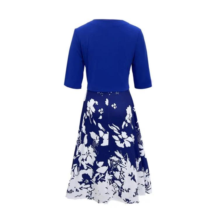 Women Summer Floral Print Two Piece Dress Set Short Sleeve Outfits