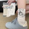Süße 3D Cartoon Tier Damen Tier Socken Atmungsaktiv Schleife Dekoration Mittelschaft Socke Koreanischer Stil Knöchelsocken Sommer