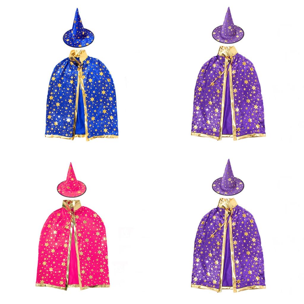 Elegant And Soft Children's Witch Cape With Hat For Halloween Props
