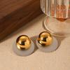 18K Gold Plated Stainless Steel Disc Earrings for Women, Niche High-end Gold and Silver Color Block Titanium Steel Studs