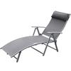Sun Lounger Steel Frame Outdoor Folding Chaise Texteline Lounge Chair Recliner With Headrest And 7 Levels Adjustable Backrest Grey