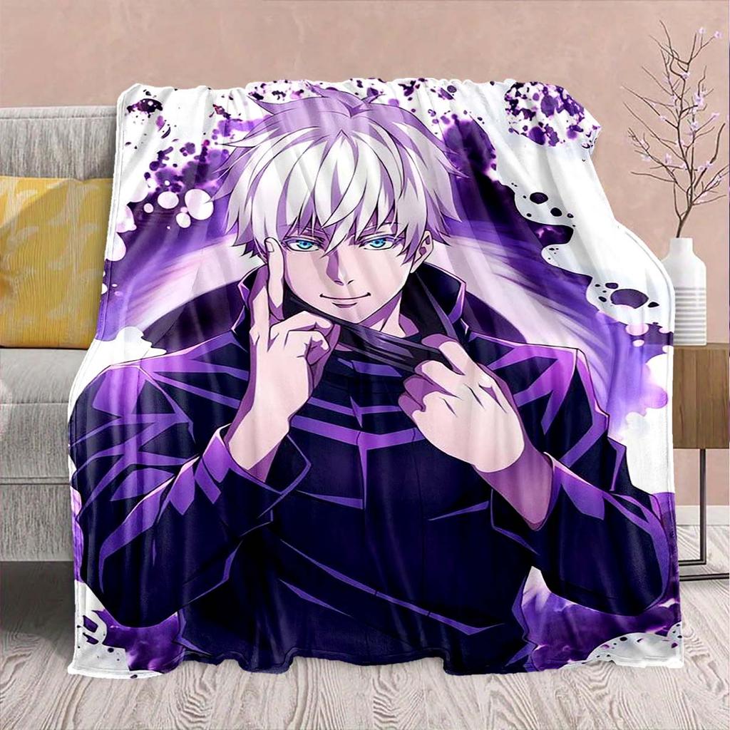Jujutsu Kaisen Anime Flanelldecke - Weich Warm Perfekt für Sofa, Bettwäsche Camping Reise Büro Heimdekoration -QJY