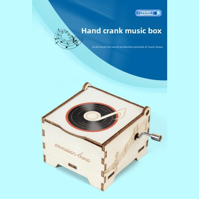 Wooden Assembly Hand Cranked Music Box Children Puzzle Toy Set For Learning And Play