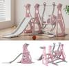 Kids Slide Swing Set, 4 In1 Baby Mini Playground, Freestanding Baby Playground with Non-Slip Ladder, Slide, Swing, Basketball Hoop Set