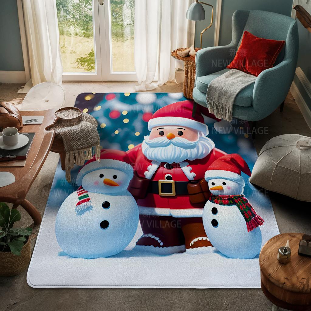 House Entrance Carpet Home Door Mat Living Room Bath Foot Bathroom Non-slip Water Absorption Rugs Bath Merry Christmas Winter