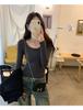 French Chic Lace Long Sleeve T-Shirt: Sweet, Cool, Spicy Collarbone Style, and Waist-Showing Korean Women's Autumn/Winter Top
