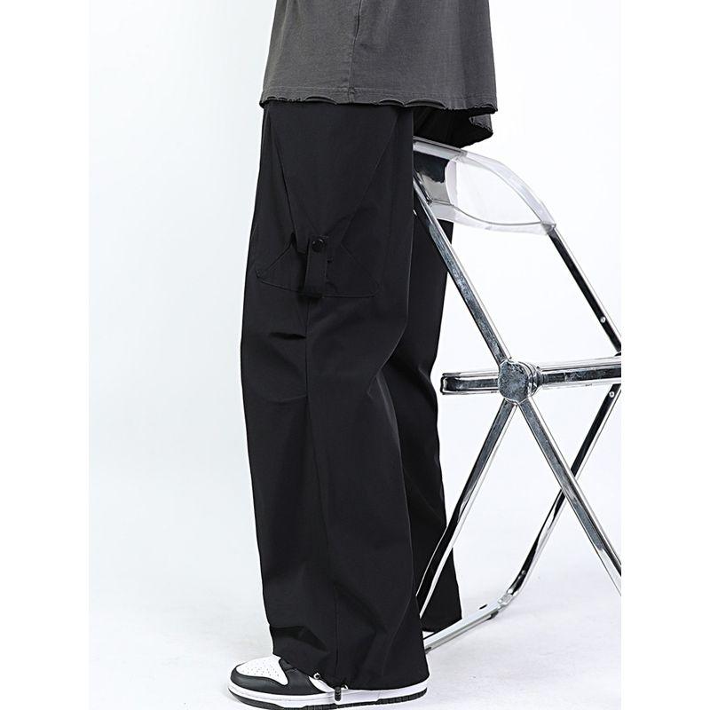 Black Cargo Pants Men Autumn Fashion Brand Wide Leg Casual Trousers Autumn Boys Straight-leg Loose Pants Men